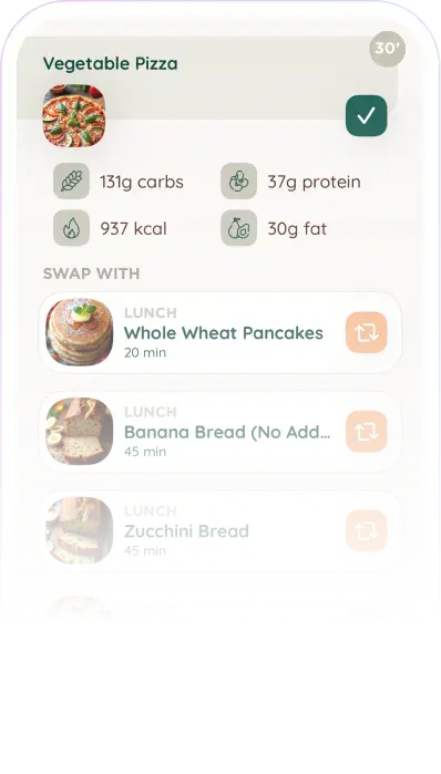 In app preview of Swapping Recipes